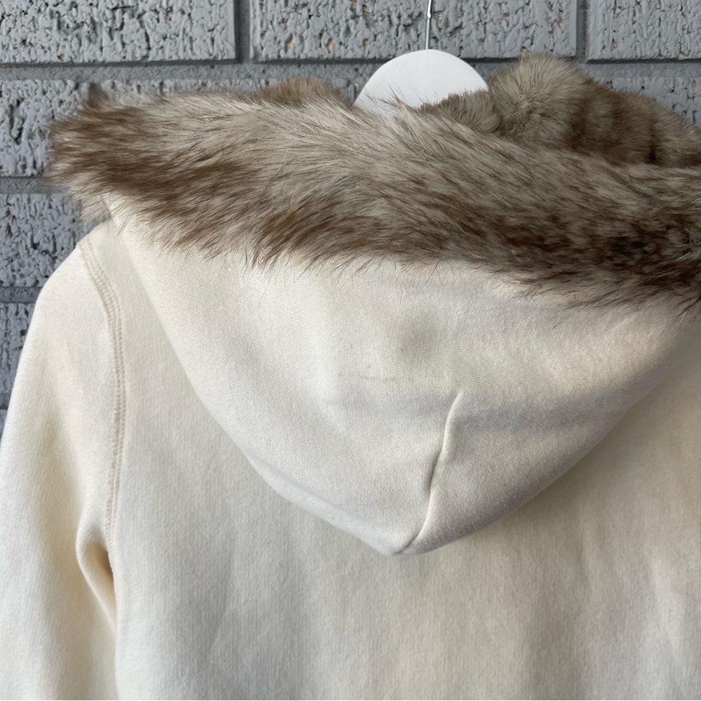 Y2K Abercrombie & Fitch Faux Fur Lined Full Zip Jacket Cream Size Medium RARE - Picture 9 of 10